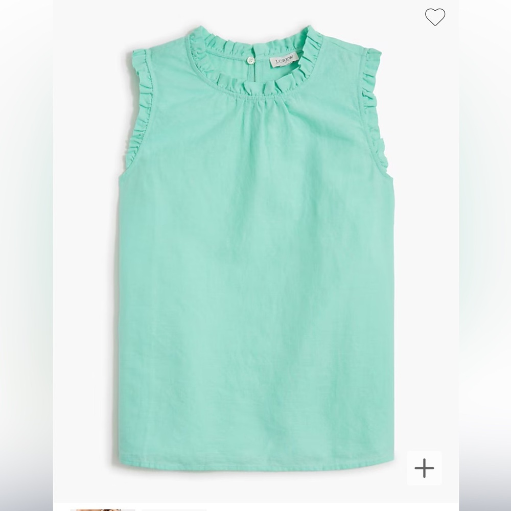 NWT J crew linen blend ruffle neck top